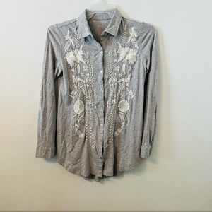 Soft Surroundings Madie Tunic Floral Embroidered Shirt Top Size S